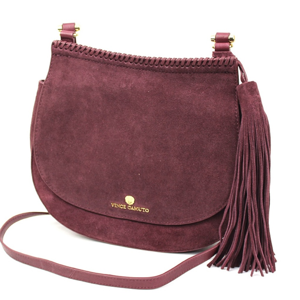 Vince Camuto Plum‎ Tassle Flap Aiko Crossbody Suede 5211